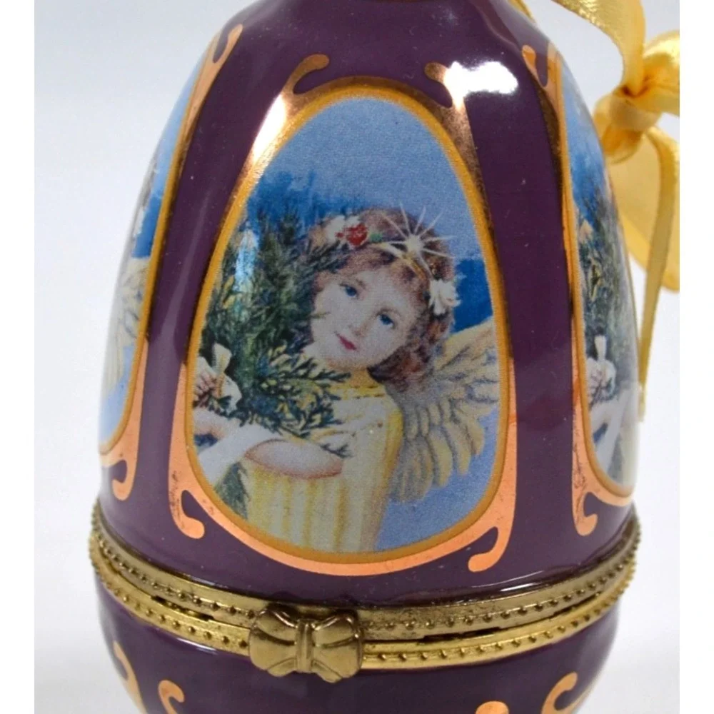 🎄Mr. Christmas Valerie Parr Hill Ornament Purple Ceramic Musical Egg With Box🎄